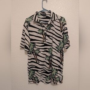 Bad Birdie Men's Golf Shirt Palm Trees Stripes Medium